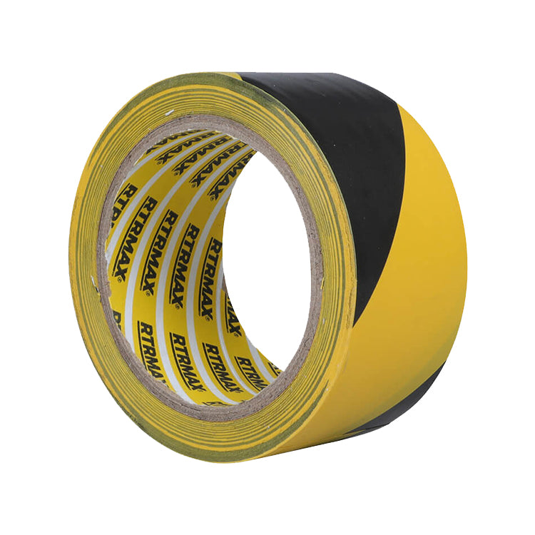 RTRMAX Floor Marking Hazard Tape (50mm x 22.8m) Black & Yellow